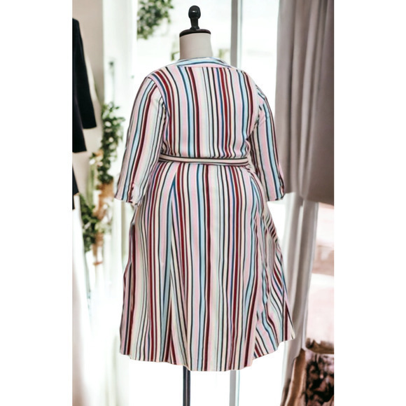 NEW‎ TORRID Midi Shirt Dress Plus Size 2X Stretch Challis Button Front Stripes - Picture 6 of 10